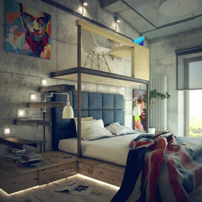 Bedroom interior design: loft bedroom