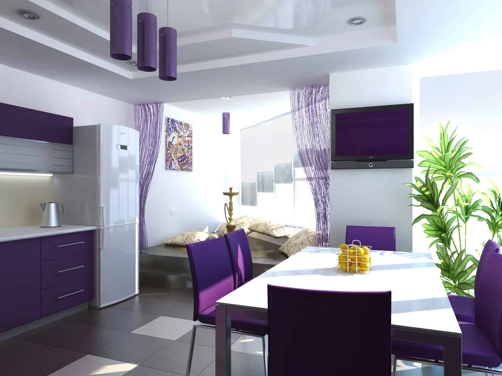  Interior  design  trends 2019 Purple kitchen 